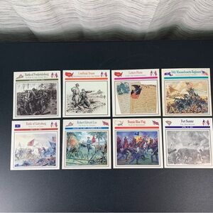 Set of 8 Stephen T. Foster Civil War information cards.